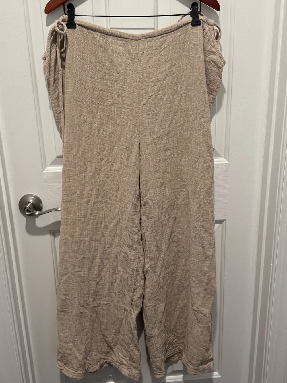 Rusty Beige Gauze Linen Wide-Leg Pants Size XL - Picture 1 of 16